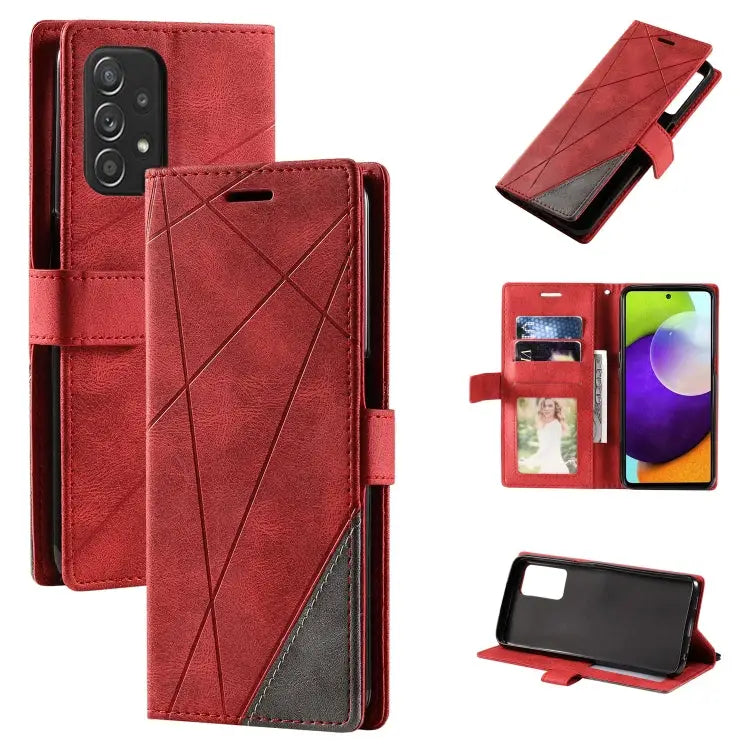 Skin Feel Splicing Leather Phone Case For Samsung Galaxy A23 4G For Realme C21Y For Realme C31 For Realme C35