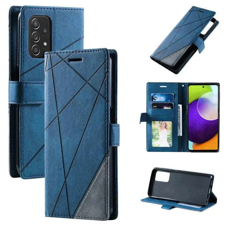 Skin Feel Splicing Leather Phone Case For Samsung Galaxy A23 4G For Realme C21Y For Realme C31 For Realme C35