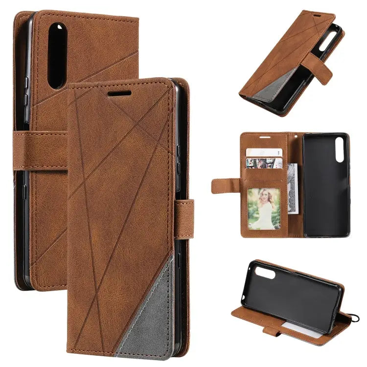 Skin Feel Splicing Leather Phone Case For Sony Xperia 10 IV For Xiaomi Redmi Note 11T Pro 5G For Xiaomi Poco M4 5G