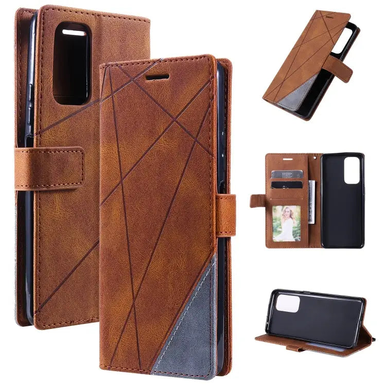 Skin Feel Splicing Leather Phone Case For Sony Xperia 10 IV For Xiaomi Redmi Note 11T Pro 5G For Xiaomi Poco M4 5G