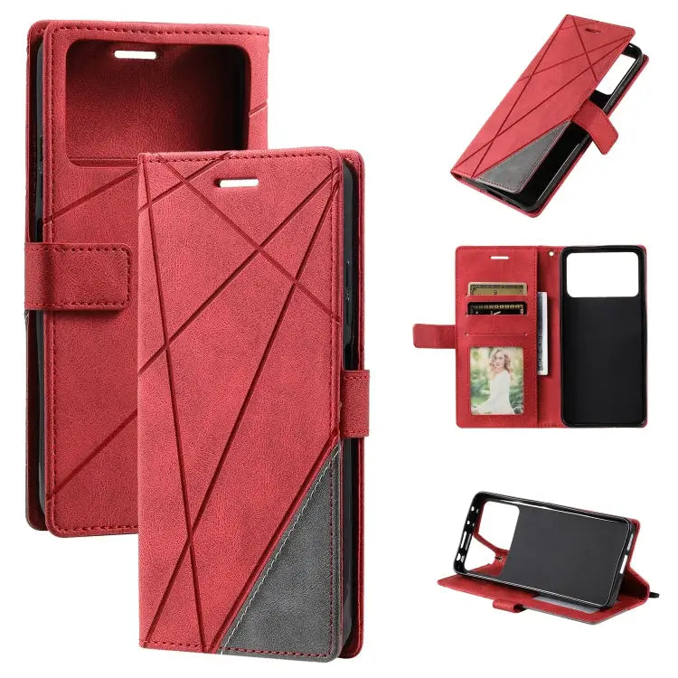 Skin Feel Splicing Leather Phone Case For Sony Xperia 10 IV For Xiaomi Redmi Note 11T Pro 5G For Xiaomi Poco M4 5G