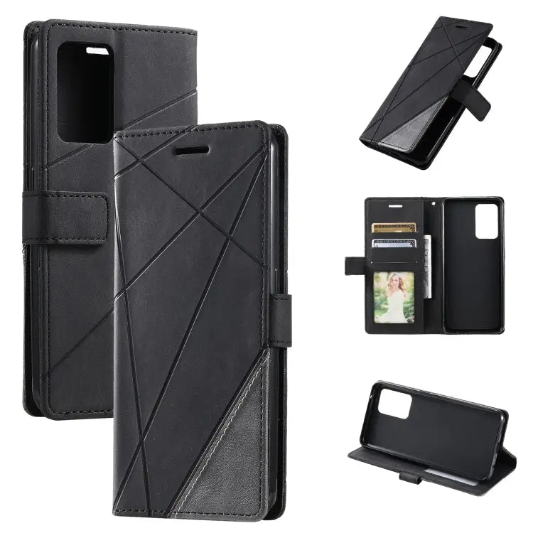 Skin Feel Splicing Leather Phone Case For Sony Xperia 10 IV For Xiaomi Redmi Note 11T Pro 5G For Xiaomi Poco M4 5G
