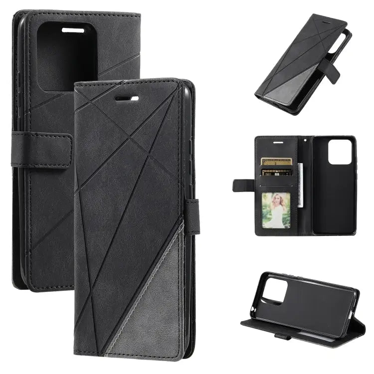 Skin Feel Splicing Leather Phone Case For vivo Y21 2021 / Y33s For Xiaomi Redmi 10C 4G / 10 Indian For Xiaomi Poco M4