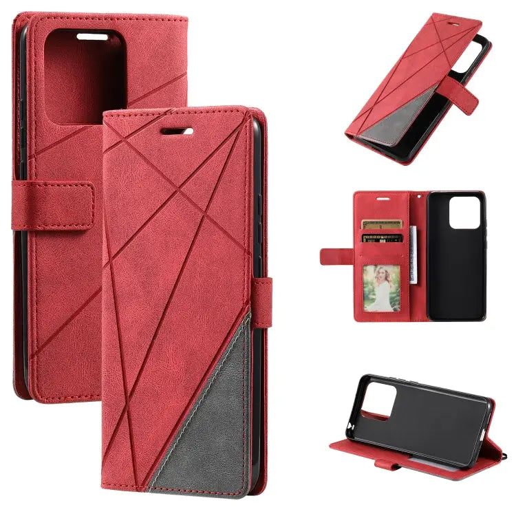 Skin Feel Splicing Leather Phone Case For vivo Y21 2021 / Y33s For Xiaomi Redmi 10C 4G / 10 Indian For Xiaomi Poco M4