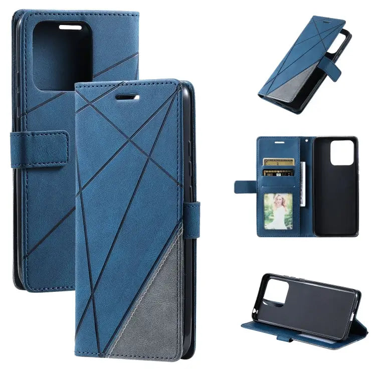 Skin Feel Splicing Leather Phone Case For vivo Y21 2021 / Y33s For Xiaomi Redmi 10C 4G / 10 Indian For Xiaomi Poco M4
