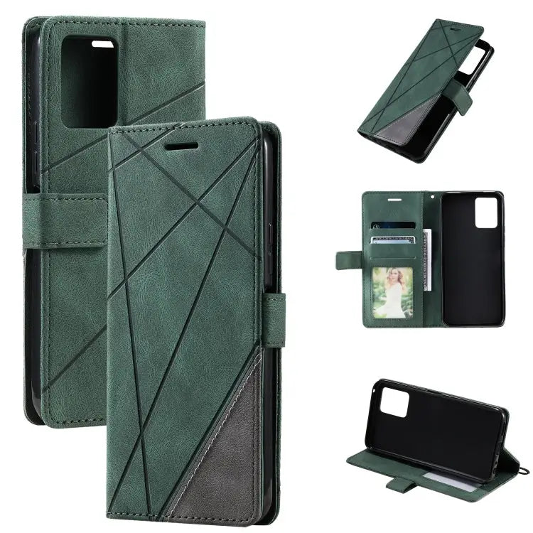 Skin Feel Splicing Leather Phone Case For vivo Y21 2021 / Y33s For Xiaomi Redmi 10C 4G / 10 Indian For Xiaomi Poco M4