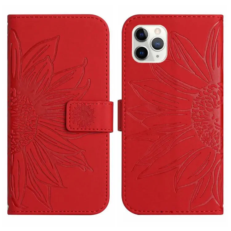 Skin Feel Sun Flower Pattern Flip Leather Phone Case For iPhone 11 Pro Max For iPhone 12 mini - Apple Accessories