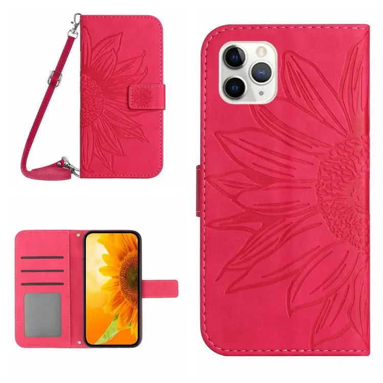 Skin Feel Sun Flower Pattern Flip Leather Phone Case For iPhone 11 Pro Max For iPhone 12 mini - For iPhone 11 Pro Max