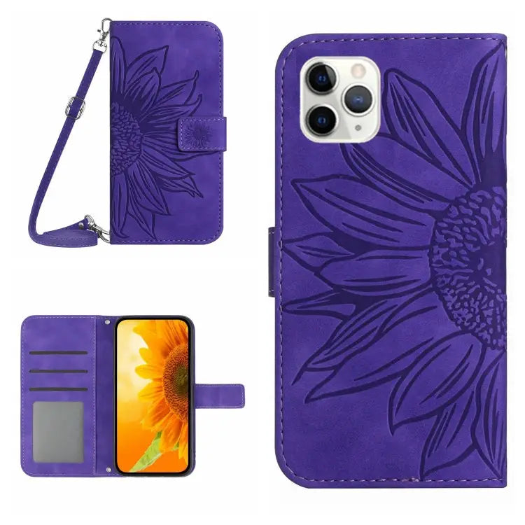 Skin Feel Sun Flower Pattern Flip Leather Phone Case For iPhone 11 Pro Max For iPhone 12 mini - For iPhone 11 Pro Max