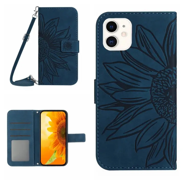 Skin Feel Sun Flower Pattern Flip Leather Phone Case For iPhone 11 Pro Max For iPhone 12 mini - For iPhone 12 mini