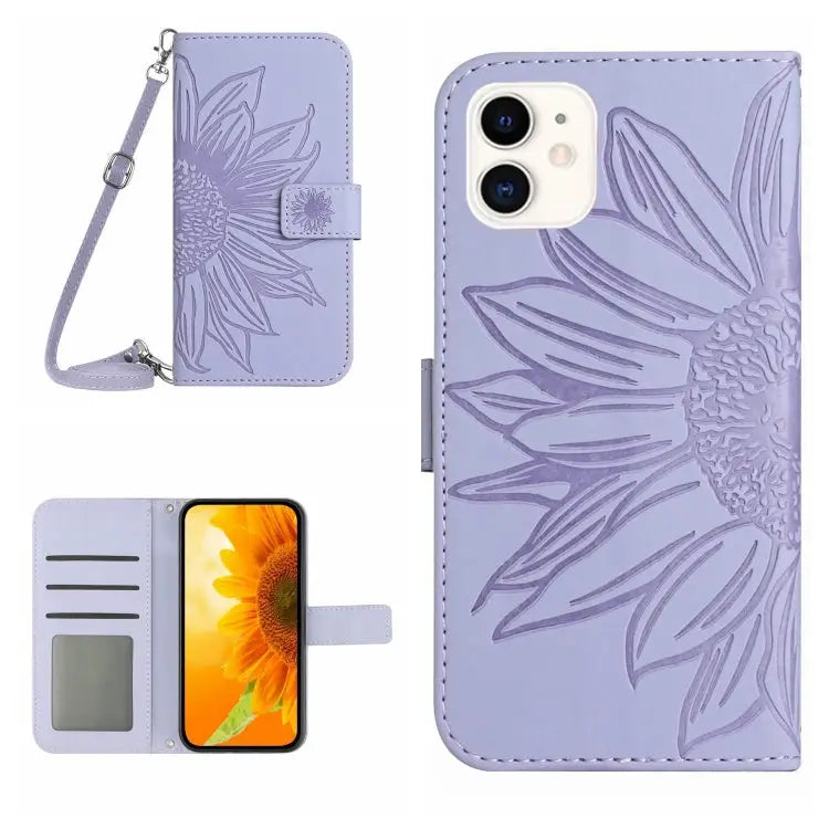 Skin Feel Sun Flower Pattern Flip Leather Phone Case For iPhone 11 Pro Max For iPhone 12 mini - For iPhone 12 mini