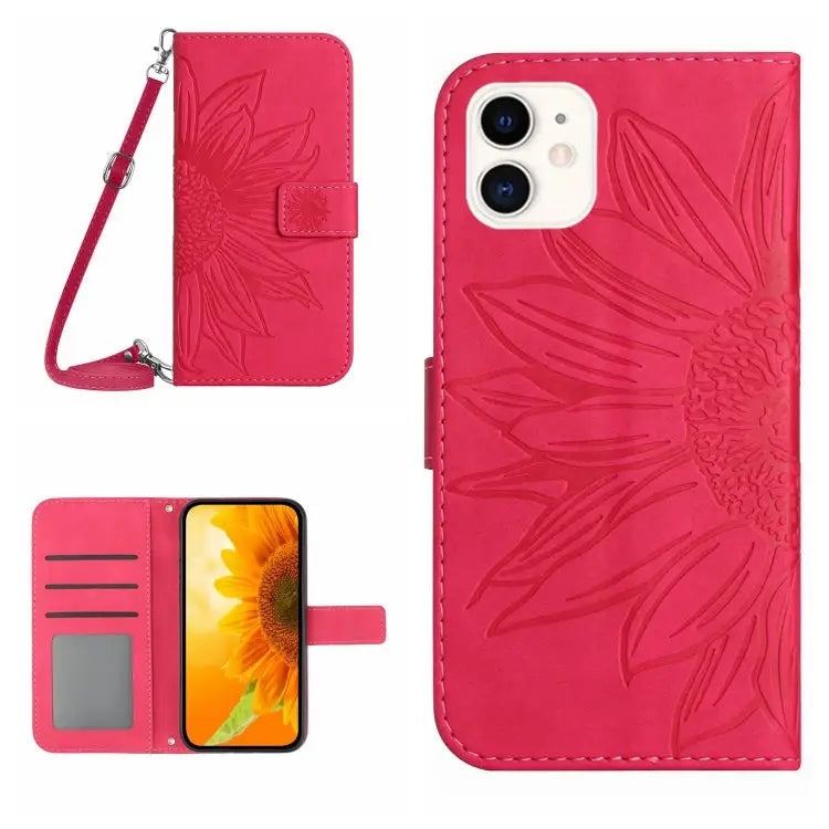 Skin Feel Sun Flower Pattern Flip Leather Phone Case For iPhone 11 Pro Max For iPhone 12 mini - For iPhone 12 mini