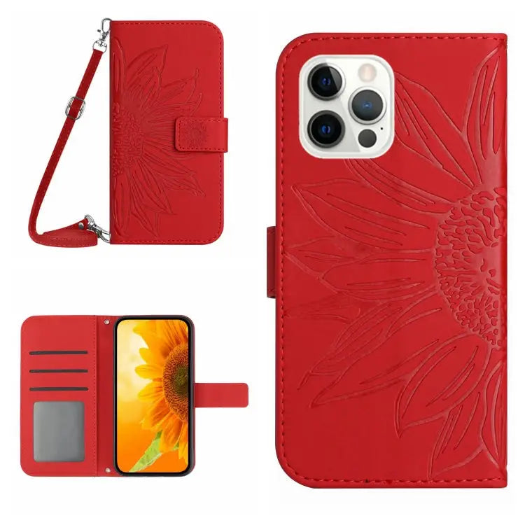 Skin Feel Sun Flower Pattern Flip Leather Phone Case For iPhone 12 Pro For iPhone 12 Pro Max - For iPhone 12 Pro Max