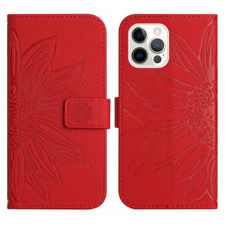 Skin Feel Sun Flower Pattern Flip Leather Phone Case For iPhone 12 Pro For iPhone 12 Pro Max - Apple Accessories