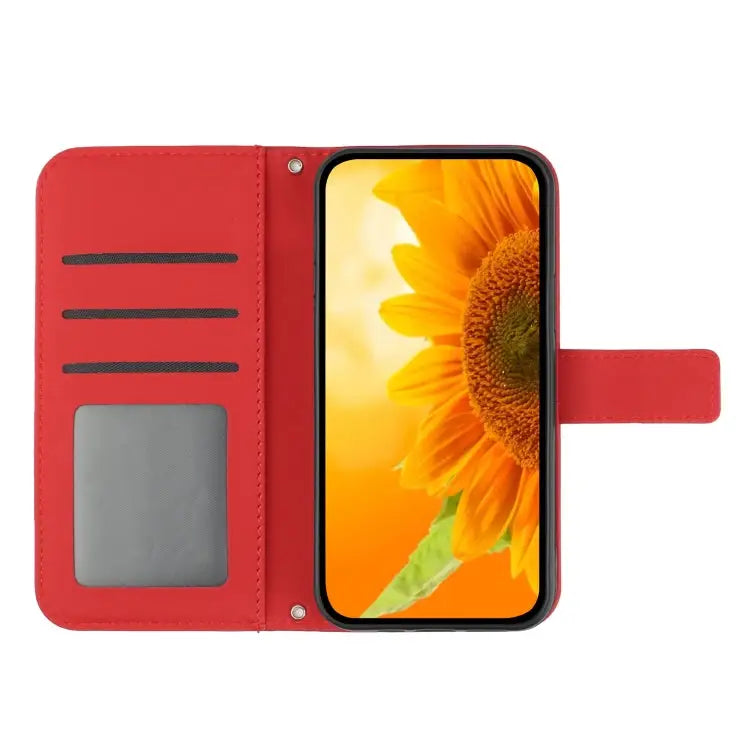 Skin Feel Sun Flower Pattern Flip Leather Phone Case For iPhone 13 For iPhone 13 mini - Apple Accessories