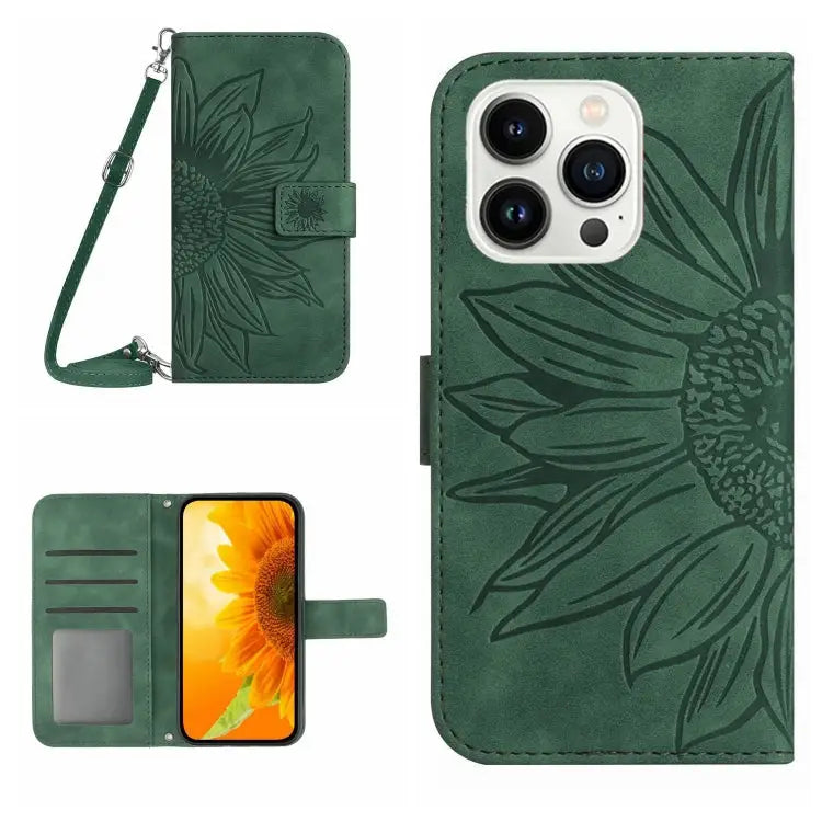 Skin Feel Sun Flower Pattern Flip Leather Phone Case For iPhone 14 Pro For iPhone 14 Pro Max - For iPhone 14 Pro Max