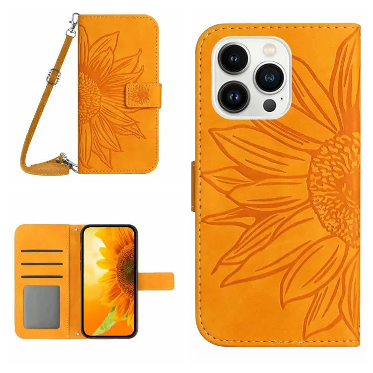Skin Feel Sun Flower Pattern Flip Leather Phone Case For iPhone 14 Pro For iPhone 14 Pro Max - For iPhone 14 Pro Max