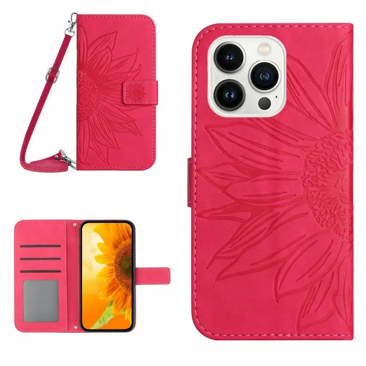 Skin Feel Sun Flower Pattern Flip Leather Phone Case For iPhone 14 Pro For iPhone 14 Pro Max - For iPhone 14 Pro Max