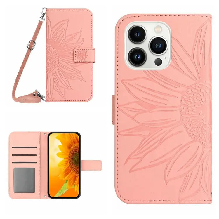 Skin Feel Sun Flower Pattern Flip Leather Phone Case For iPhone 14 Pro For iPhone 14 Pro Max - For iPhone 14 Pro Max