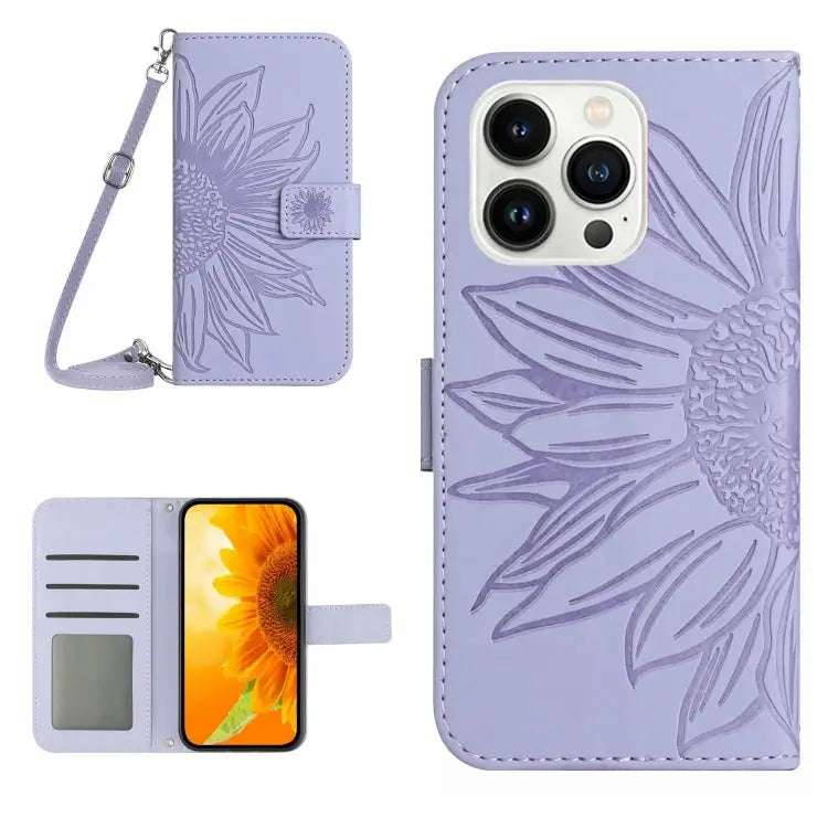 Skin Feel Sun Flower Pattern Flip Leather Phone Case For iPhone 14 Pro For iPhone 14 Pro Max - For iPhone 14 Pro Max