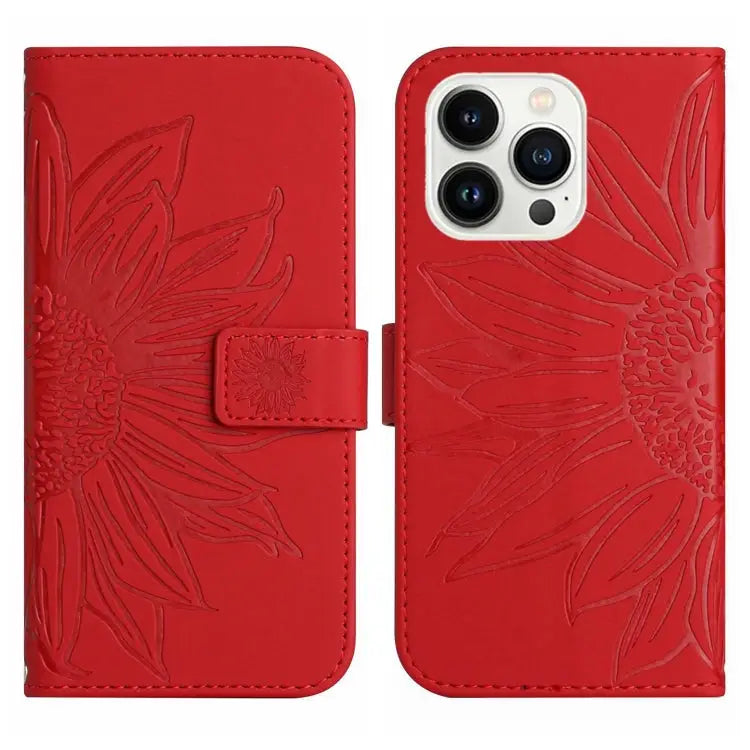 Skin Feel Sun Flower Pattern Flip Leather Phone Case For iPhone 14 Pro For iPhone 14 Pro Max - Apple Accessories