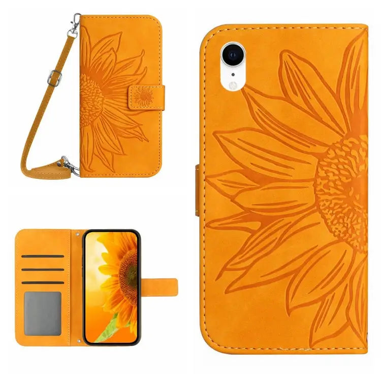 Skin Feel Sun Flower Pattern Flip Leather Phone Case For iPhone X / XS For iPhone XR - For iPhone XR / Yellow - Apple