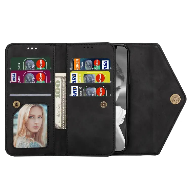 Skin Feel Zipper Horizontal Flip Leather Case with Holder & Card Slots & Photo Frame & Lanyard & Long Rope For iPhone