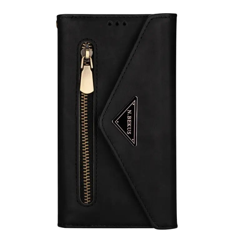 Skin Feel Zipper Horizontal Flip Leather Case with Holder & Card Slots & Photo Frame & Lanyard & Long Rope For iPhone