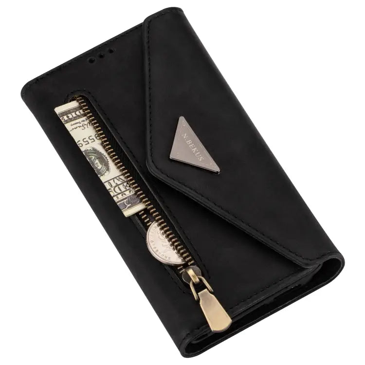 Skin Feel Zipper Horizontal Flip Leather Case with Holder & Card Slots & Photo Frame & Lanyard & Long Rope For iPhone