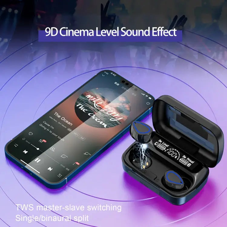 SKY10 Charging Bin Stereo Digital Display Mini Invisible Bluetooth Headset SKY10 Black - SKY10 Black