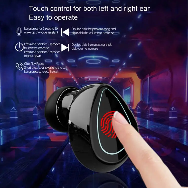 SKY10 Charging Bin Stereo Digital Display Mini Invisible Bluetooth Headset SKY10 Black - SKY10 Black