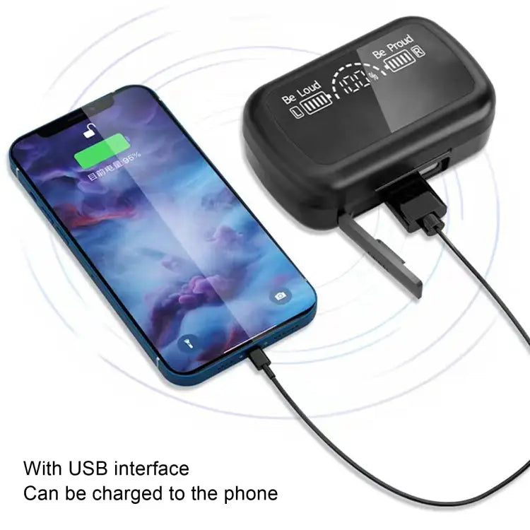 SKY10 Charging Bin Stereo Digital Display Mini Invisible Bluetooth Headset SKY10 Black - SKY10 Black