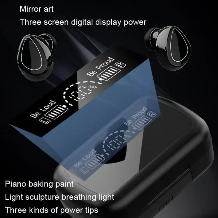 SKY10 Charging Bin Stereo Digital Display Mini Invisible Bluetooth Headset SKY10 Black - SKY10 Black