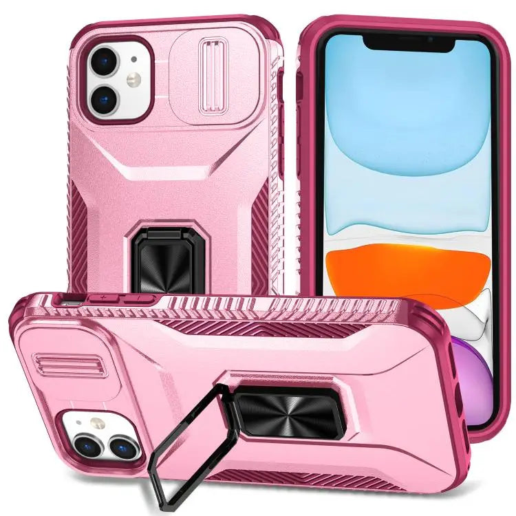 Sliding Camshield Holder Phone Case For iPhone 11 Pro Max For iPhone 11 For iPhone 11 Pro - For iPhone 11 / Pink + Rose