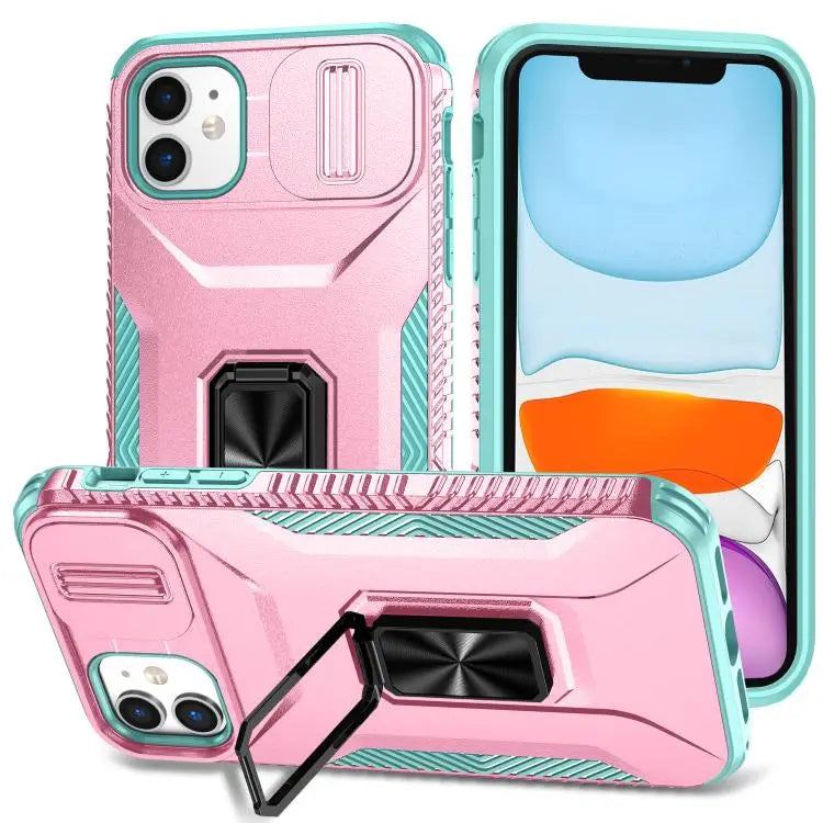 Sliding Camshield Holder Phone Case For iPhone 11 Pro Max For iPhone 11 For iPhone 11 Pro - For iPhone 11 / Pink + Grey