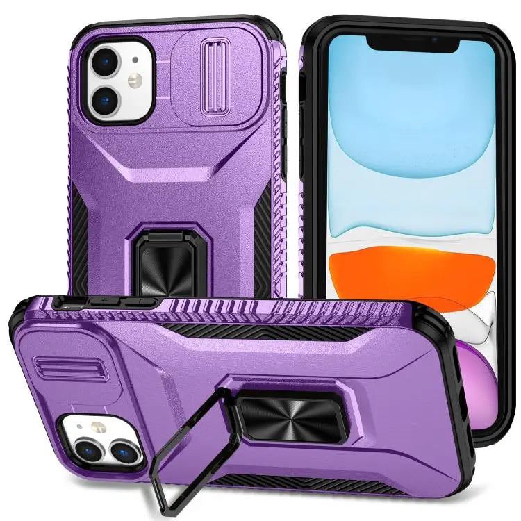 Sliding Camshield Holder Phone Case For iPhone 11 Pro Max For iPhone 11 For iPhone 11 Pro - For iPhone 11 / Purple