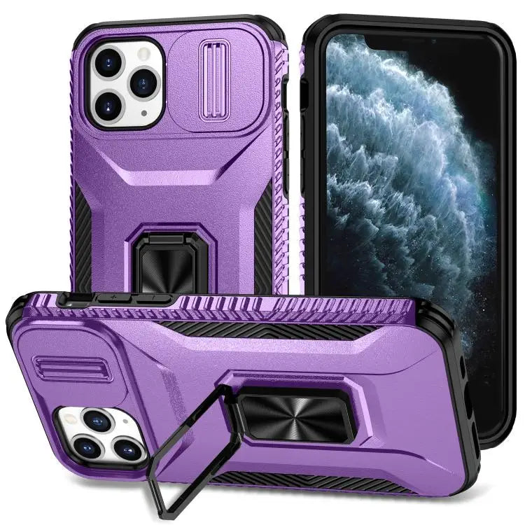 Sliding Camshield Holder Phone Case For iPhone 11 Pro Max For iPhone 11 For iPhone 11 Pro - For iPhone 11 Pro / Purple