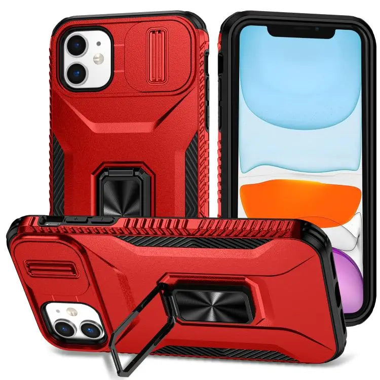 Sliding Camshield Holder Phone Case For iPhone 11 Pro Max For iPhone 11 For iPhone 11 Pro - For iPhone 11 / Red - Apple