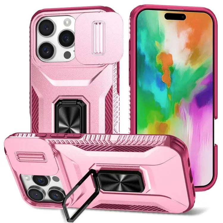 Sliding Camshield Holder Phone Case For iPhone 16 Pro For iPhone 16 Plus For iPhone 16 - For iPhone 16 Pro / Pink