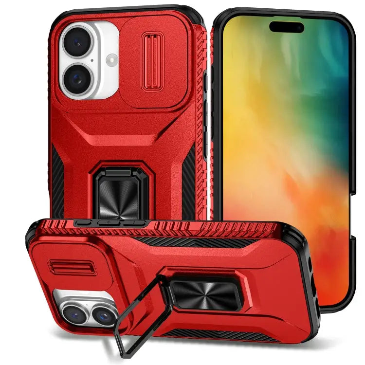 Sliding Camshield Holder Phone Case For iPhone 16 Pro For iPhone 16 Plus For iPhone 16 - For iPhone 16 Plus / Red