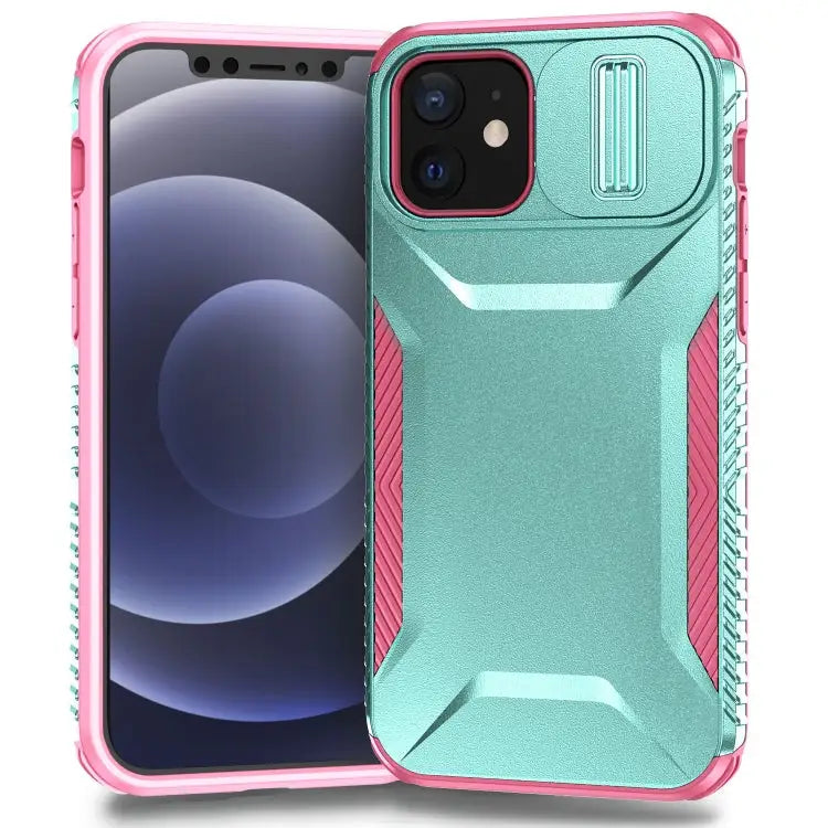 Sliding Camshield Phone Case For iPhone 11 For iPhone 11 Pro - For iPhone 12 / Grey Green + Pink - Apple Accessories