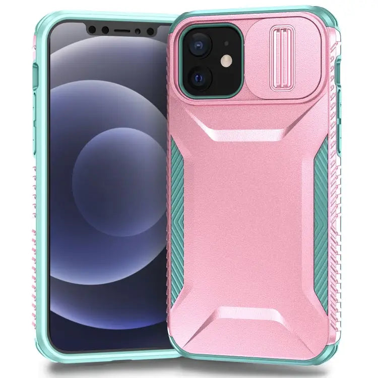 Sliding Camshield Phone Case For iPhone 11 For iPhone 11 Pro - For iPhone 12 / Pink + Grey Green - Apple Accessories