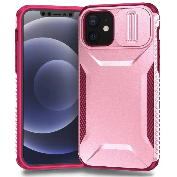 Sliding Camshield Phone Case For iPhone 11 For iPhone 11 Pro - For iPhone 12 / Pink + Rose Red - Apple Accessories