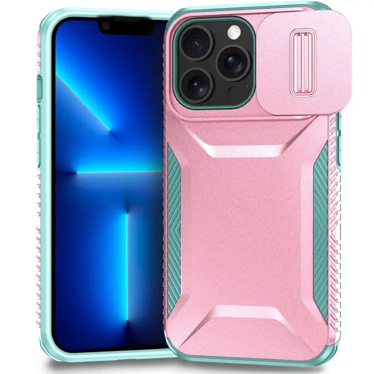 Sliding Camshield Phone Case For iPhone 11 For iPhone 11 Pro - For iPhone 13 Pro Max / Pink + Grey Green - Apple