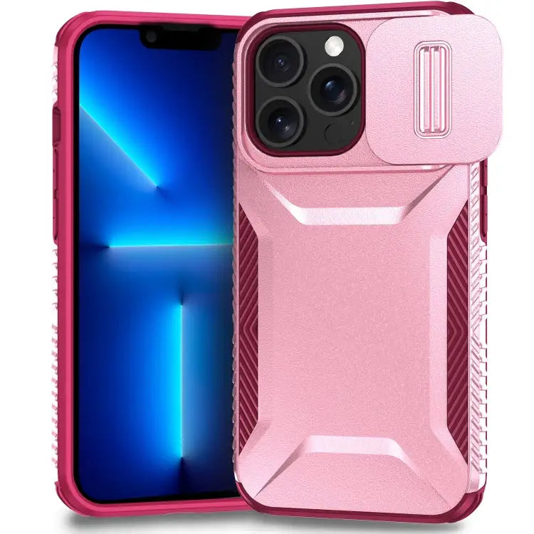 Sliding Camshield Phone Case For iPhone 11 For iPhone 11 Pro - For iPhone 13 Pro / Pink + Rose Red - Apple Accessories