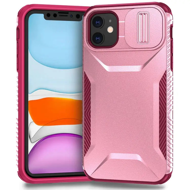 Sliding Camshield Phone Case For iPhone 11 Pro Max For iPhone 11 For iPhone 11 Pro - For iPhone 11 / Pink + Rose Red