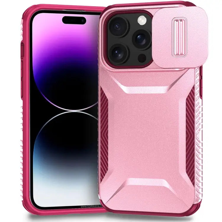 Sliding Camshield Phone Case For iPhone 13 Pro For iPhone 12 For iPhone 11 Pro Max - For iPhone 14 Pro / Pink + Rose