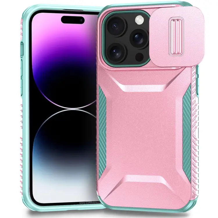 Sliding Camshield Phone Case For iPhone 13 Pro For iPhone 12 For iPhone 11 Pro Max - For iPhone 14 Pro / Pink + Grey