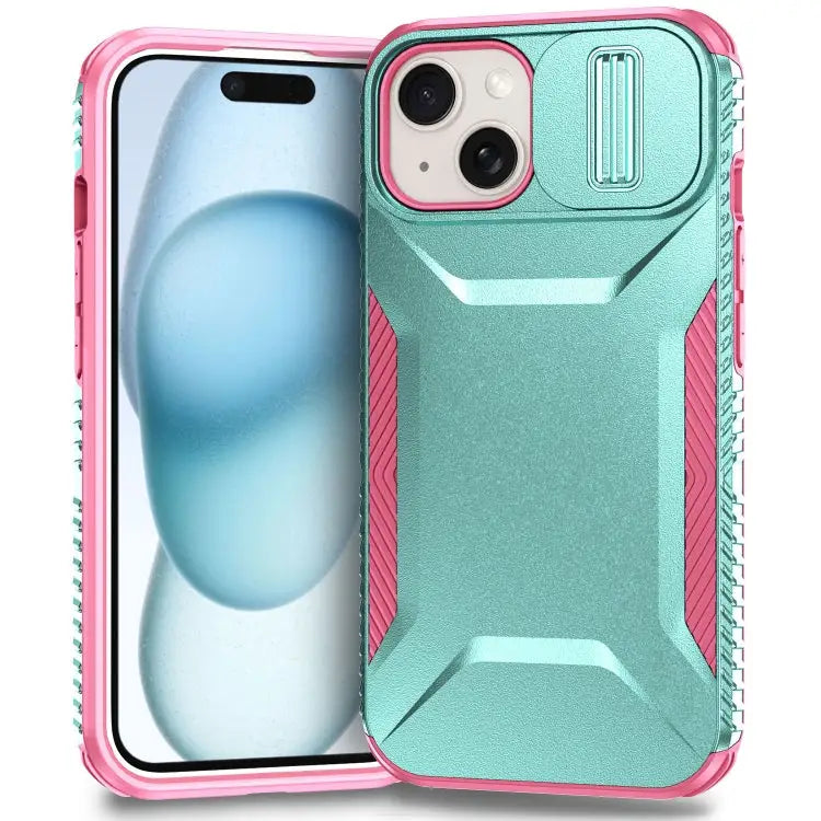 Sliding Camshield Phone Case For iPhone 13 Pro For iPhone 12 For iPhone 11 Pro Max - For iPhone 15 / Grey Green + Pink