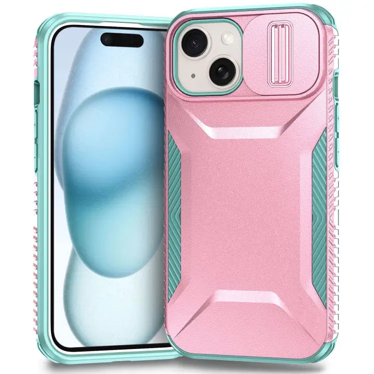 Sliding Camshield Phone Case For iPhone 13 Pro For iPhone 12 For iPhone 11 Pro Max - For iPhone 15 / Pink + Grey Green